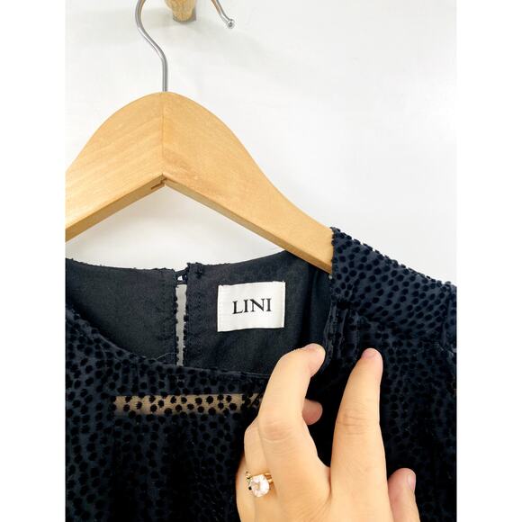 Lini Womens Gemma Black Velvet Polka Dot Mini Cocktail Dress - Picture 3 of 7